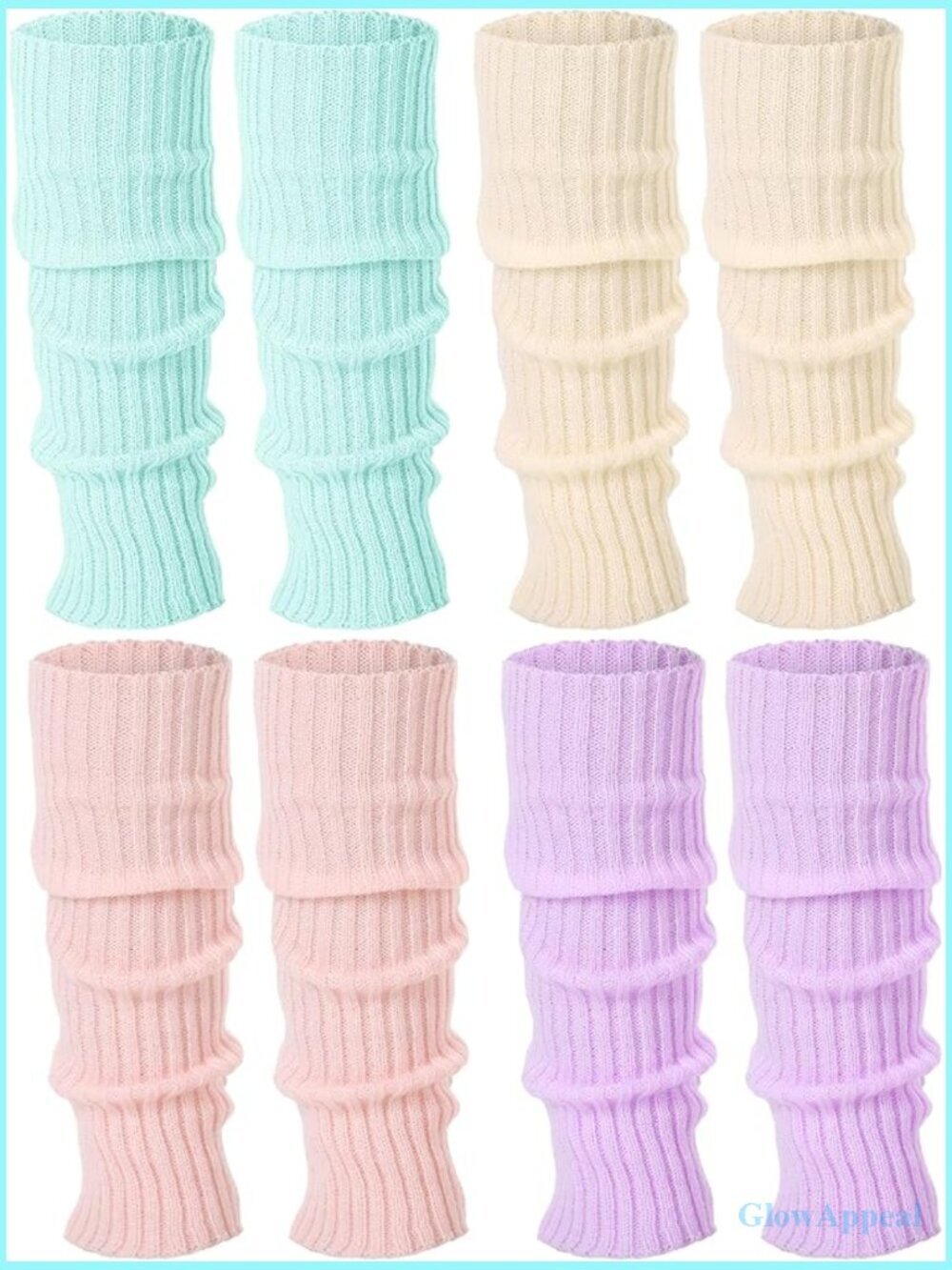 4 Pairs Kawaii Y2k Loose Knitted Ribbed Leg Warmers Women Lolita Socks